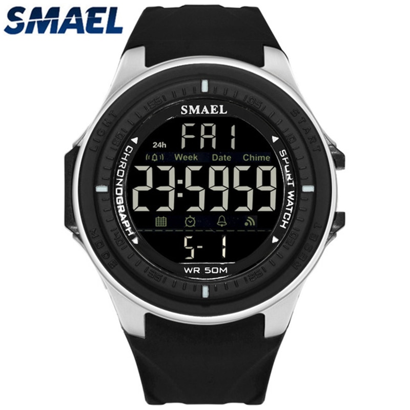 Smael relógio digital esportivo, marca de luxo, mergulho, 50m, relógios, eletrônicos, led, militar, homens, relógios de pulso casual, relógio masculino