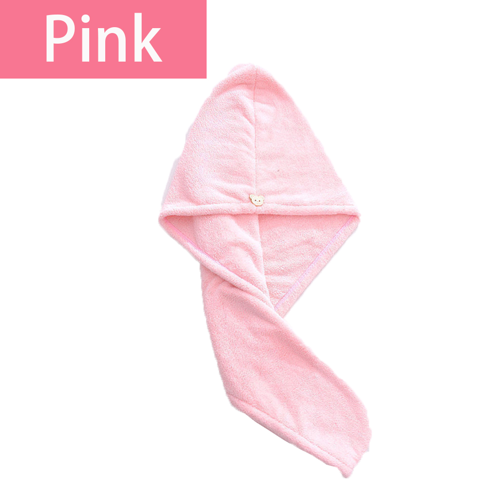 Toallas de baño de secado rápido para mujer, gorro de microfibra, toalla de secado rápido, turbante: Rosa