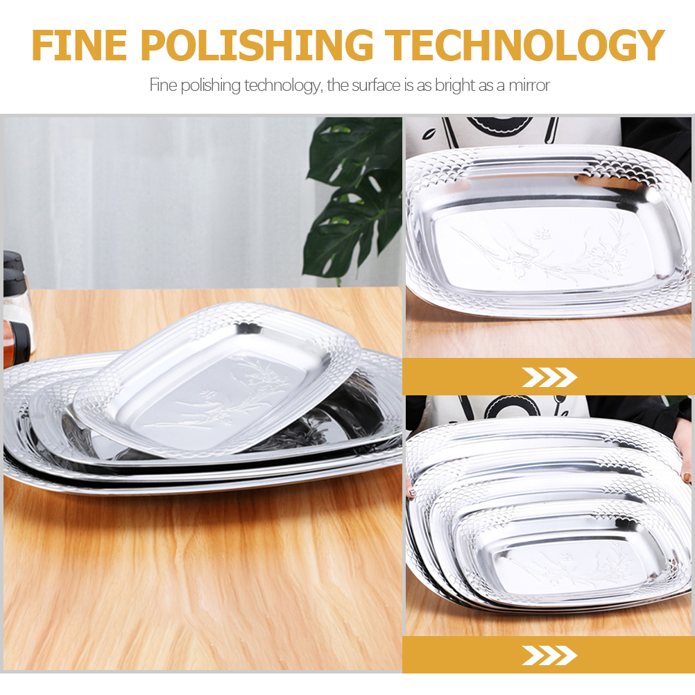 Multi-purpose Food Storage Plate Dessert Plate Stainless Steel Serving Fish Plate