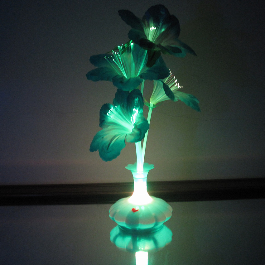 Glasvezel Licht Bloem Vaas Kunstmatige Bloemstuk LED Kleur Veranderende Glasvezel Lamp Nachtlampje voor Partij Decoratie