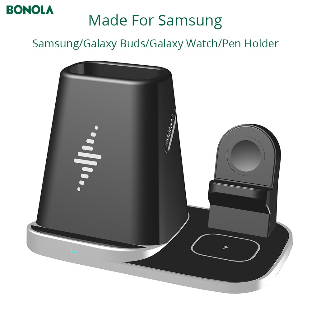 Bonola 4 In1 chargeur sans fil pour iPhone11/Xr/iWatch/AirPods/porte-stylo Qi 10W charge sans fil rapide pour Samsung S20/bourgeons/montre: Samsung Style