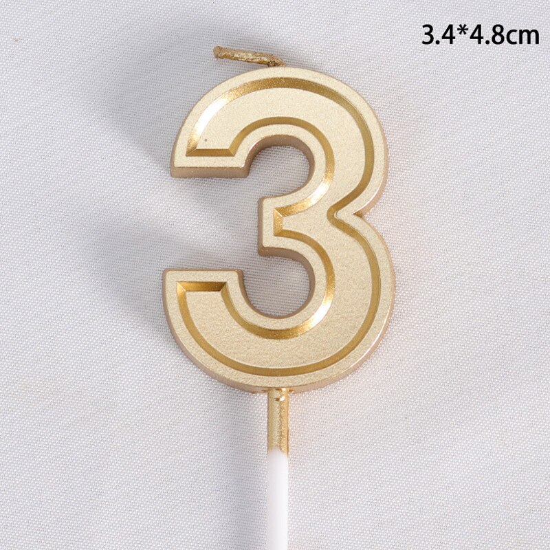 Gold Happy Birthday Number Cake Candles 0 1 2 3 4 5 6 7 8 9 Cake Topper Kids Girls Boys Bar Baby Party Supplies Decoration: 3