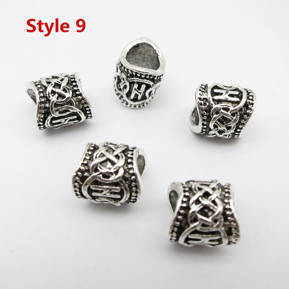 24Pcs/5Pcs Viking Rune Haar Vlecht Dread Dreadlock Baard Kralen Ringen Buizen Voor Mannen Vrouwen Haar Accessoires: 5pcs Style 9
