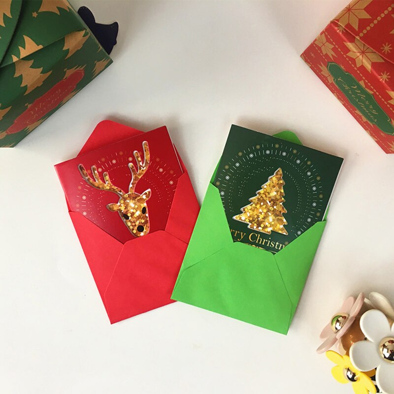 10pcs Merry Christmas Small Greeting Cards Kids Mini Christmas Greeting Cards Year Postcard Card Xmas Party