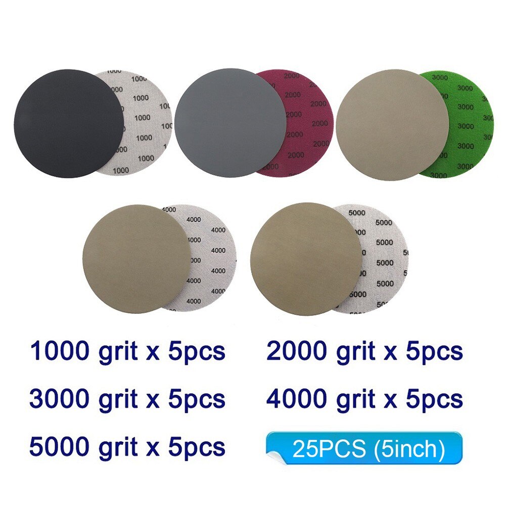 25pcs Abrasives Sanding Discs For Stone 2/3/4/5 Inch Hook And Loop 1000 2000 3000 4000 5000 Grit Sanding Disc