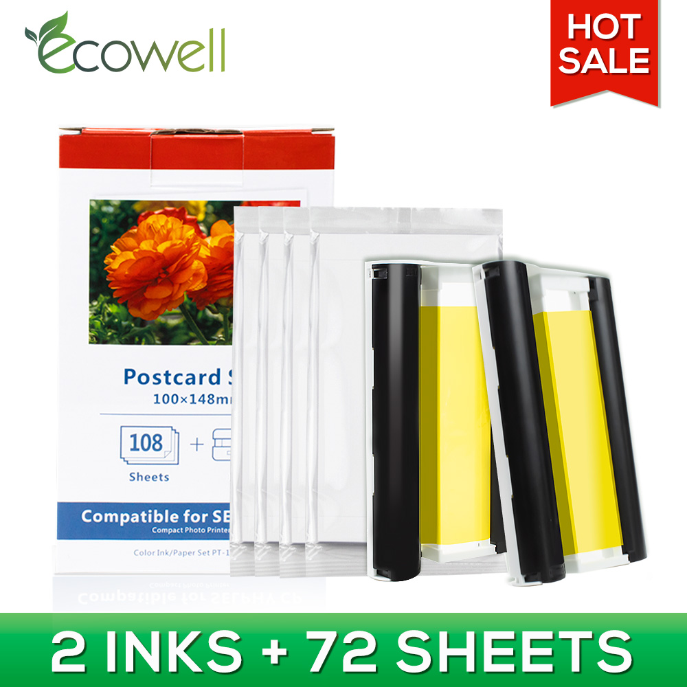 ECOWELL KP 108IN KP-36IN 4*6 pouces encre couleur compatible pour Canon Selphy CP1200 CP1300 CP900 CP800 CP1000 CP910 imprimante photo