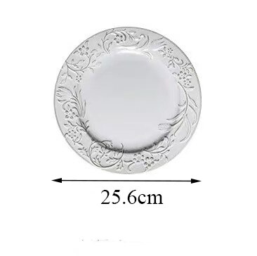 Antik keramik håndlavet præget spisestel tallerkener bøf tallerken køkken service dessert ret simple salat retter: 10 tommer hvid