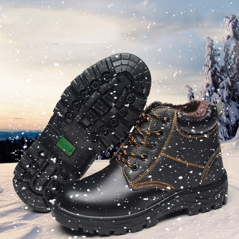 men&#39;s winter plus velvet warm labor insurance shoes steel toe caps anti-puncture safety shoes work boots men training shoes