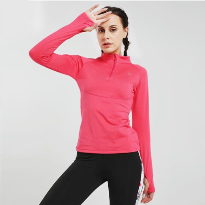 Sport Running Jassen Vrouwen Rits Gym Yoga Uitloper Slanke Stand Kraag Fitness Workout Joggen Sportkleding Top: Roze / L