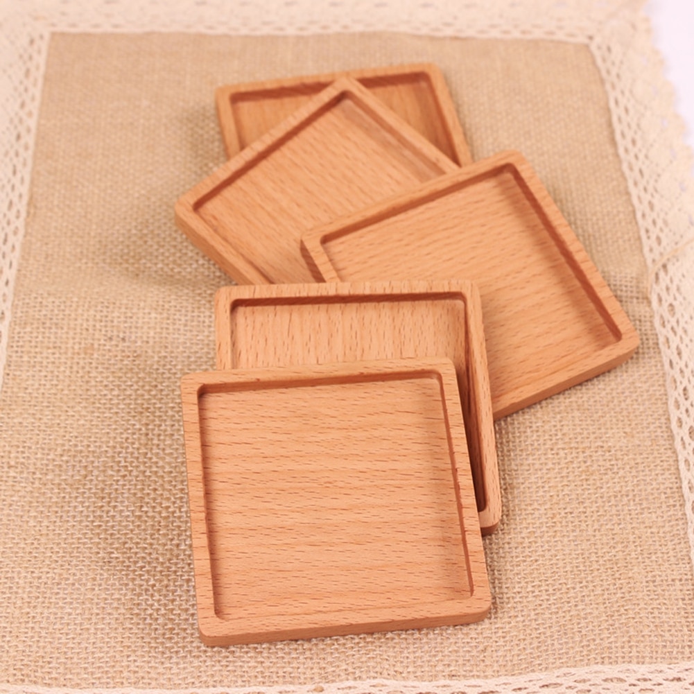 1PC Beuken Zwarte Walnoot Hout Coaster Retro Isolatie Cup Mat Huishouden Vierkante Ronde Coaster