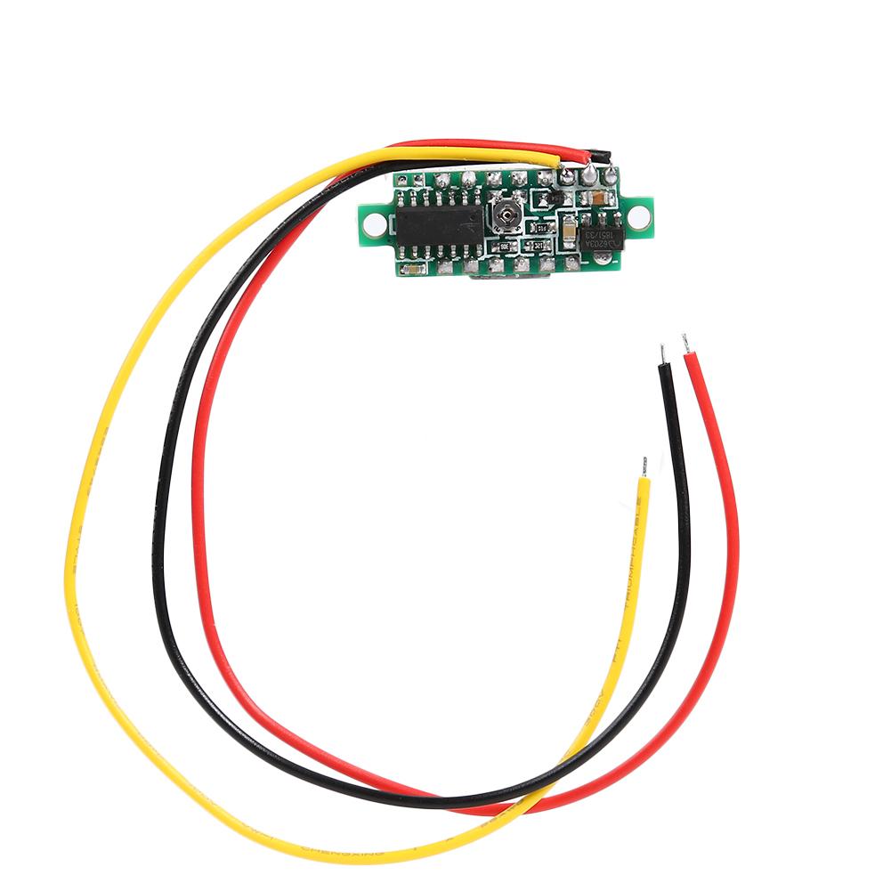 Mini medidor de voltaje con pantalla LED de 3 cables, herramienta de voltímetro de 0-100V de CC, 0,28 pulgadas, 40v 4,0-2 cables de voltaje operativo, cable de 4,0-40V