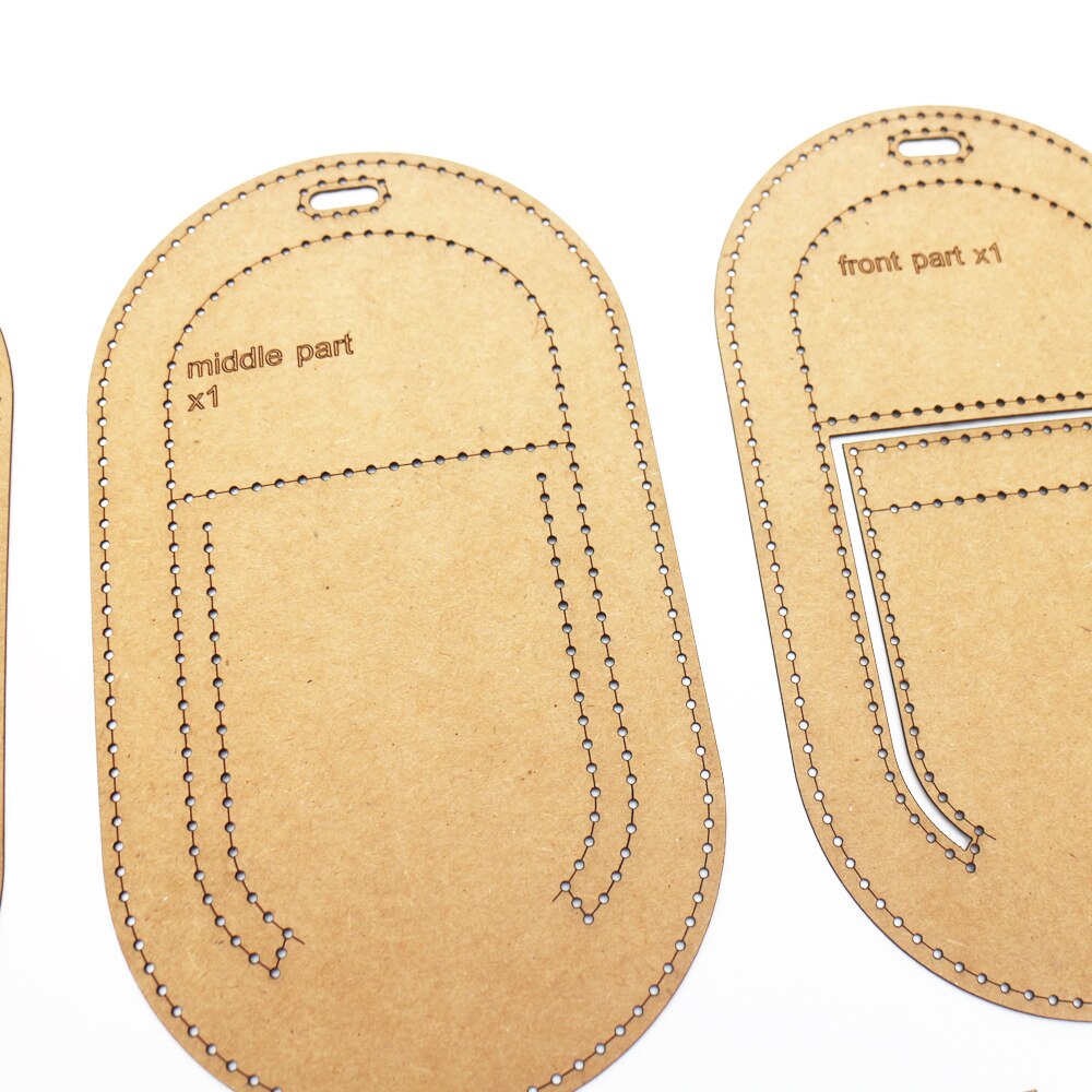 diy Leather kraft cell phone bag hanging bag with card holder sewing pattern stitch hole hollowed template stencil set 18x10cm