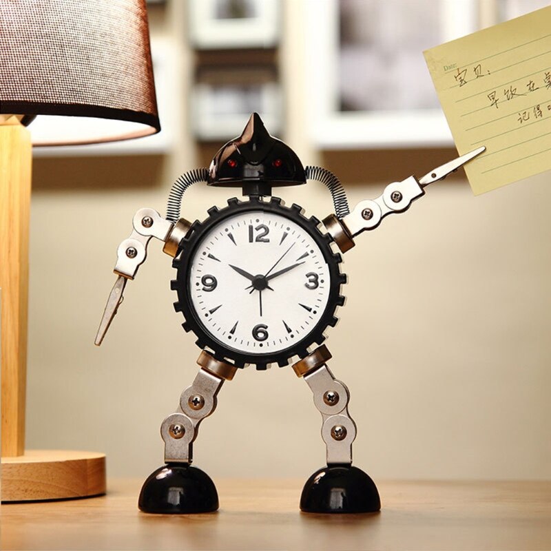 Gear Robot Desktop Alarm Clock Student Table Timing Equipment Digital Room Home Bedroom Decorations