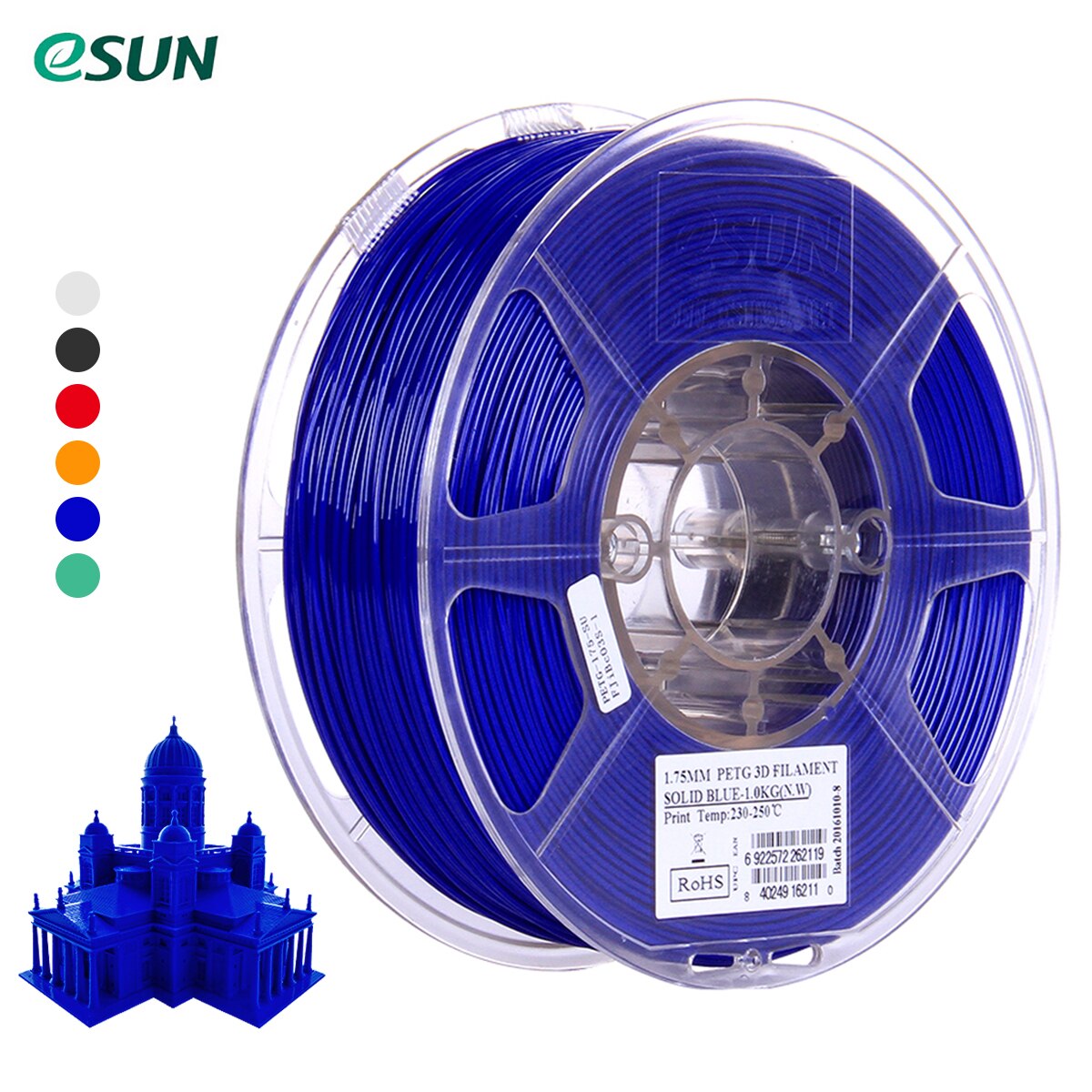ESUN PETG 1,75mm 3D Drucker Filament Druck Verbrauchs dimensional Genauigkeit: +/-0,05mm 1kg (2,2 lb) Spule Material Minen: Blau