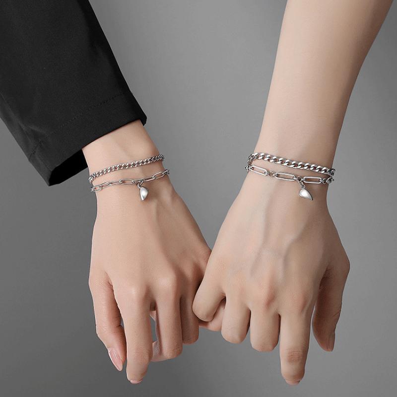 2 Stck Magnet Paar Armbinde Kubanischen Kette Charme Armbinde für Liebhaber Herz Gewinnen Gepaart Brazalete Schmuck Pulsera