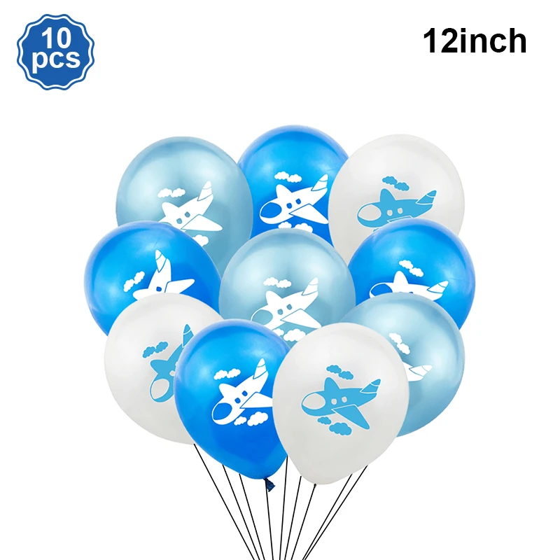 Airplane Foil Balloon Set 32in Number Balloons Banner Kids Boys Girls Airplane Birthday Decorations Aviator Baby Shower Supplies: light yellow