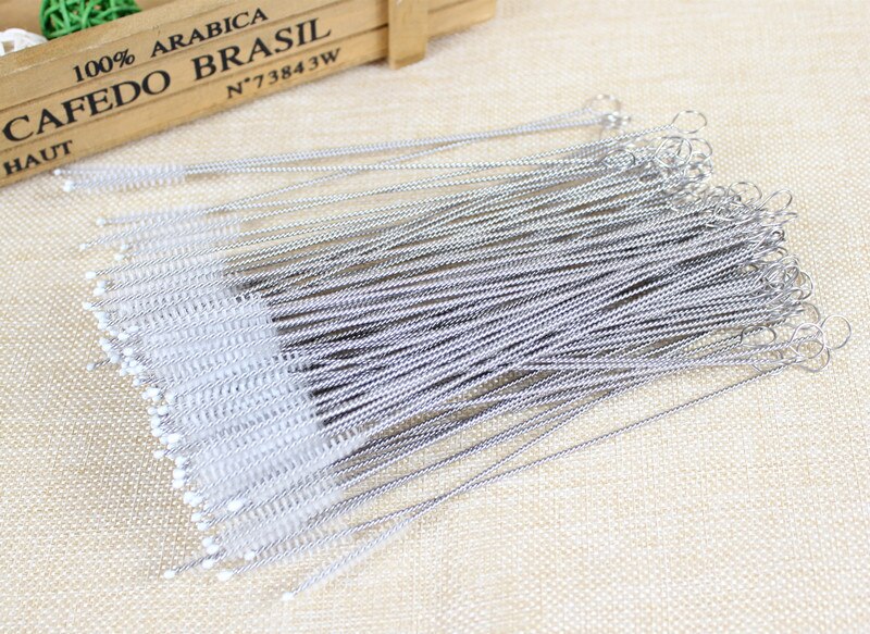 5/10/20/40 Stks/set Rvs Babyfles Stro Borstel Aquarium Stro Glazen Buis Spiraal zachte Stro Reinigingsborstel