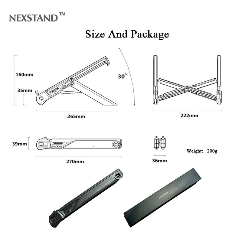 Nexstand  k7 laptop stativ sammenfoldelig bærbart laptop bord kontor ergonomisk notebook stativ holder til macbook pro laptop tilbehør