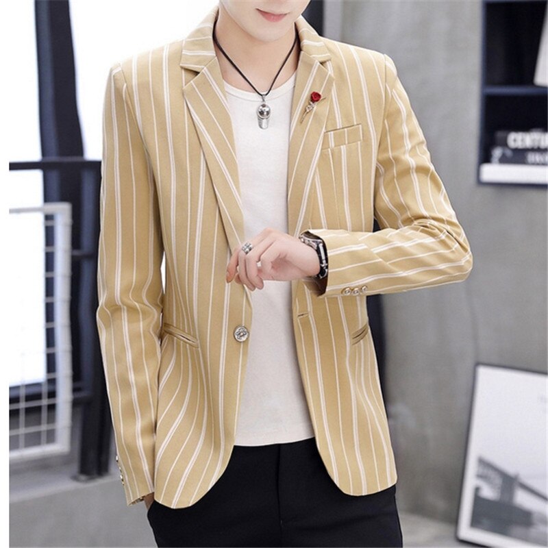 Blouson imprimé à rayures pour homme, Slim et décontracté, à la , costume d'affaires, printemps-automne