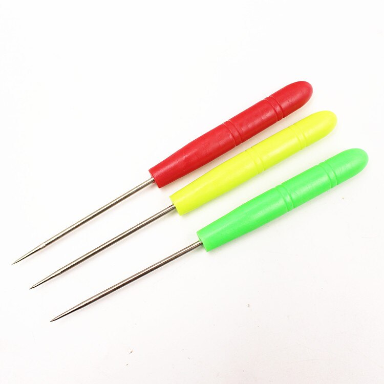 Canvas Shoes Repair Threader Stitch Needle Wooden Handle Punch Steel Awl Hole Maker Cone Leather Craft Sewing Supplies 5pc/lot: Multi-Colored