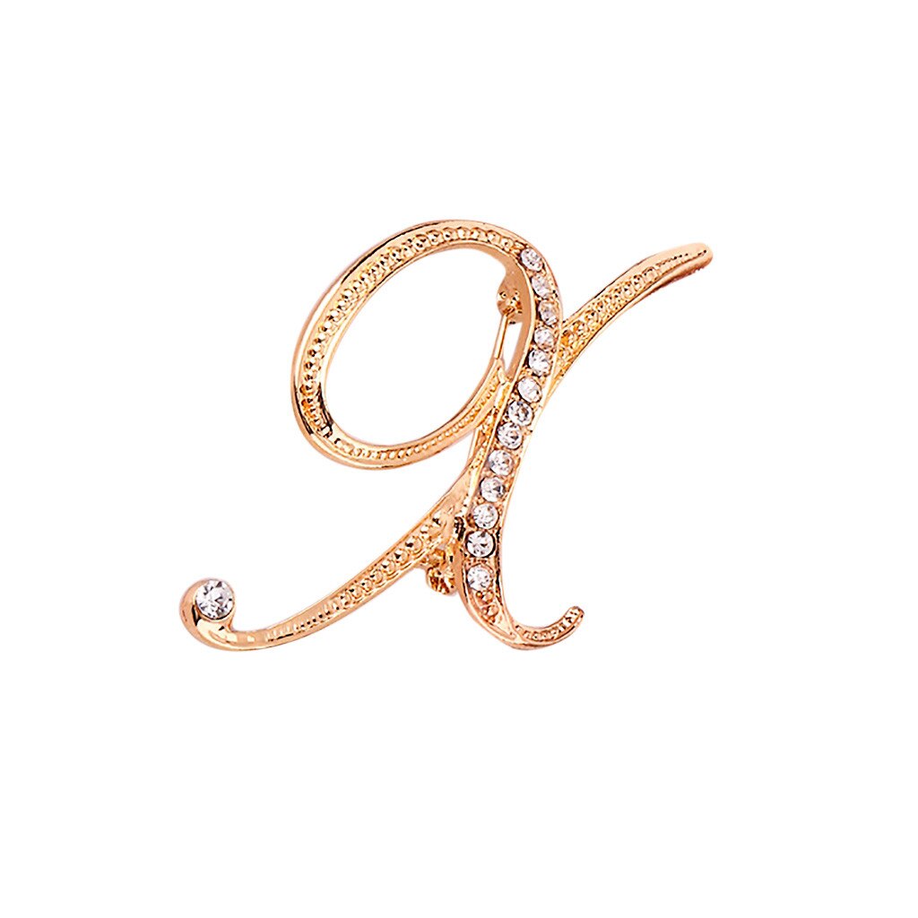 1PC Crystal 26 English Letters Brooch Metal Vintage Women Pin Couple Memorial Jewelry Love Party Garment Accessories #1029