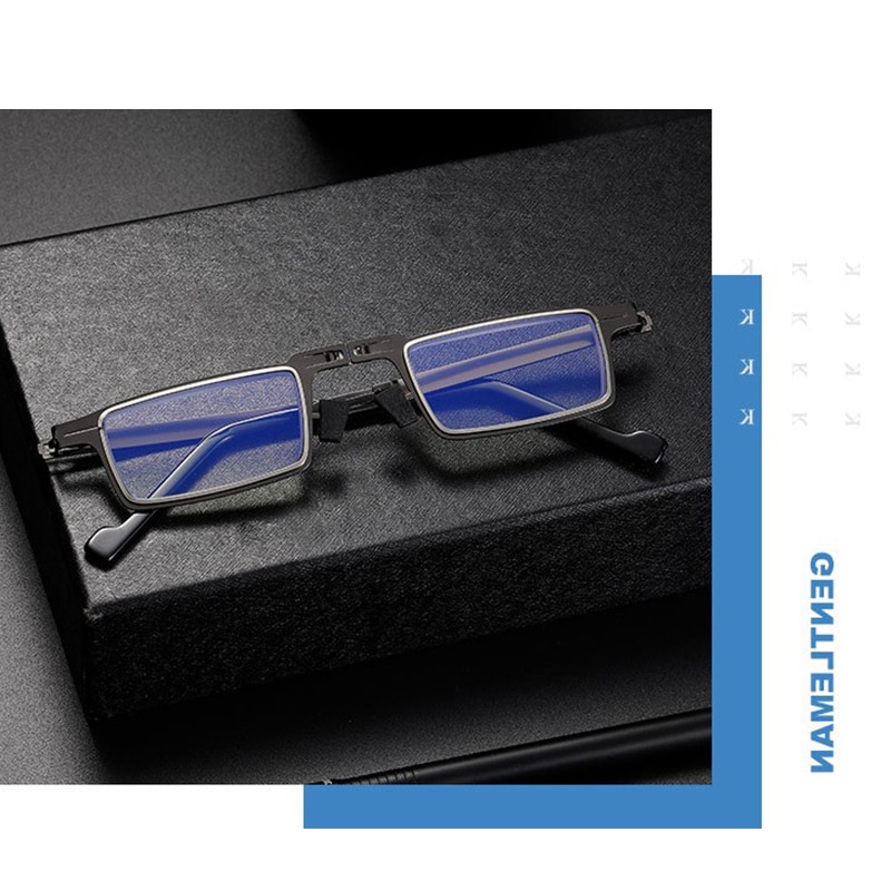 Bærbare sammenklappelige læsebriller ultra tynde metalblå proof læsebriller til både mænd og kvinder