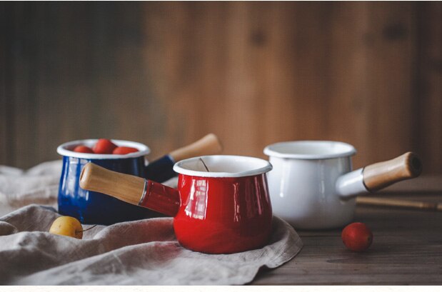 Japanese Mini milk pot induction cooker enamel butter pot single handle soup pot Pan Pan baby pot