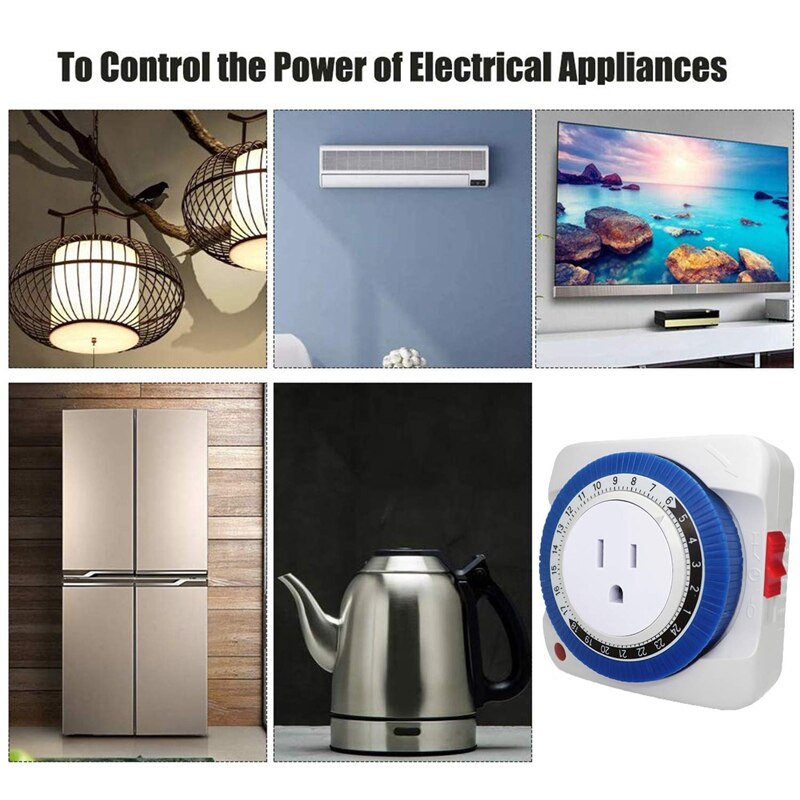 Outlet Timer Switch 24 Hour Plug-in Electric Mechanical Outlet Timer Switch Outlet Mechanical Timing Socket US Plug