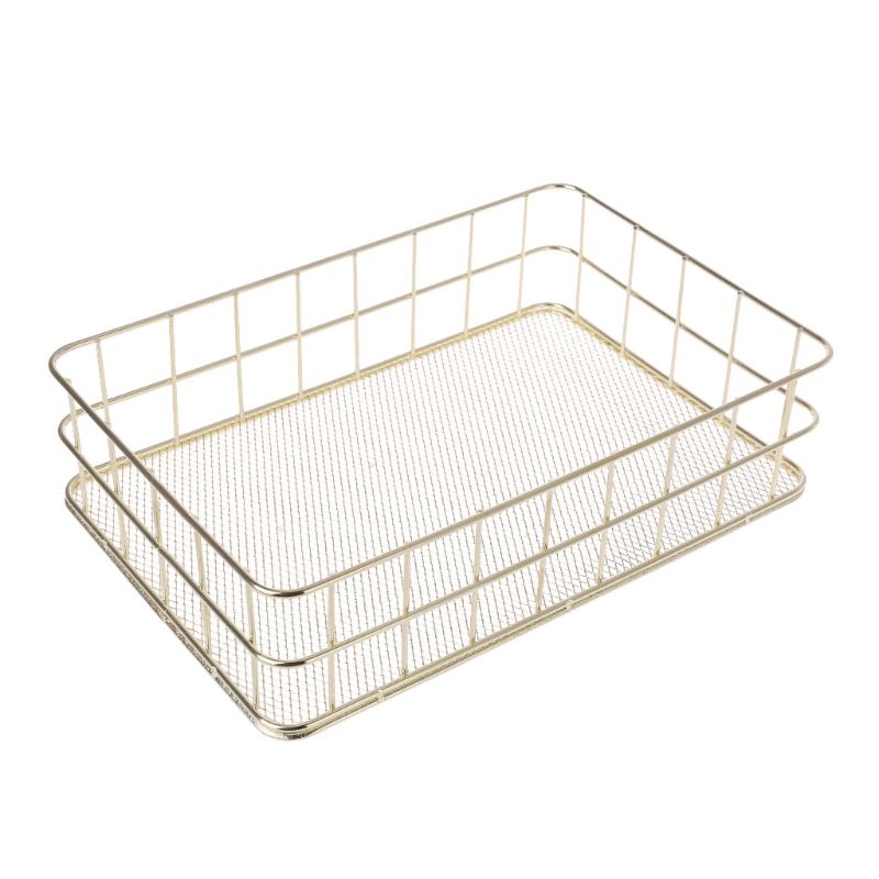 Modern Metal Storage Basket Wire Mesh Crate Container Kitchen Office Bathroom Shelves Makeup Desk Organizer