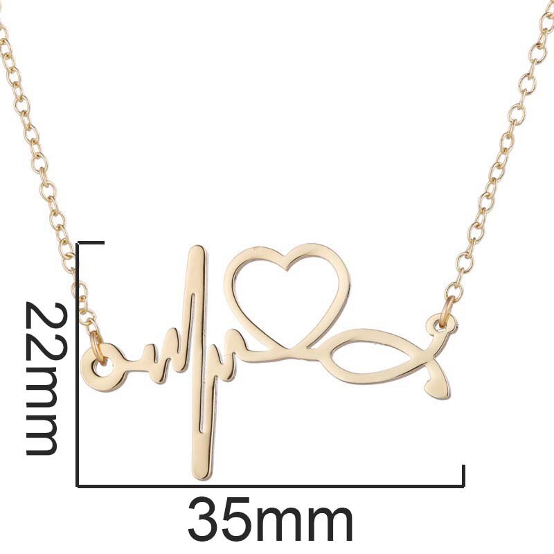 Collar de acero inoxidable con latido del corazón para mujer, joyería con cardiograma de amor, ECG, de médico y enfermera, ,