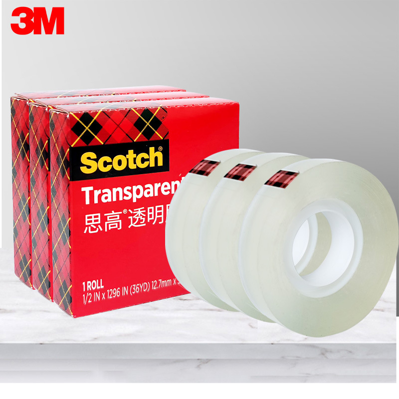 Nastro trasparente Scotch 3M Nastro 600 Nastro per test di adesione dell'inchiostro 600P Rotolo grande 19/12,7 mm Imballaggio Uso domestico in ufficio