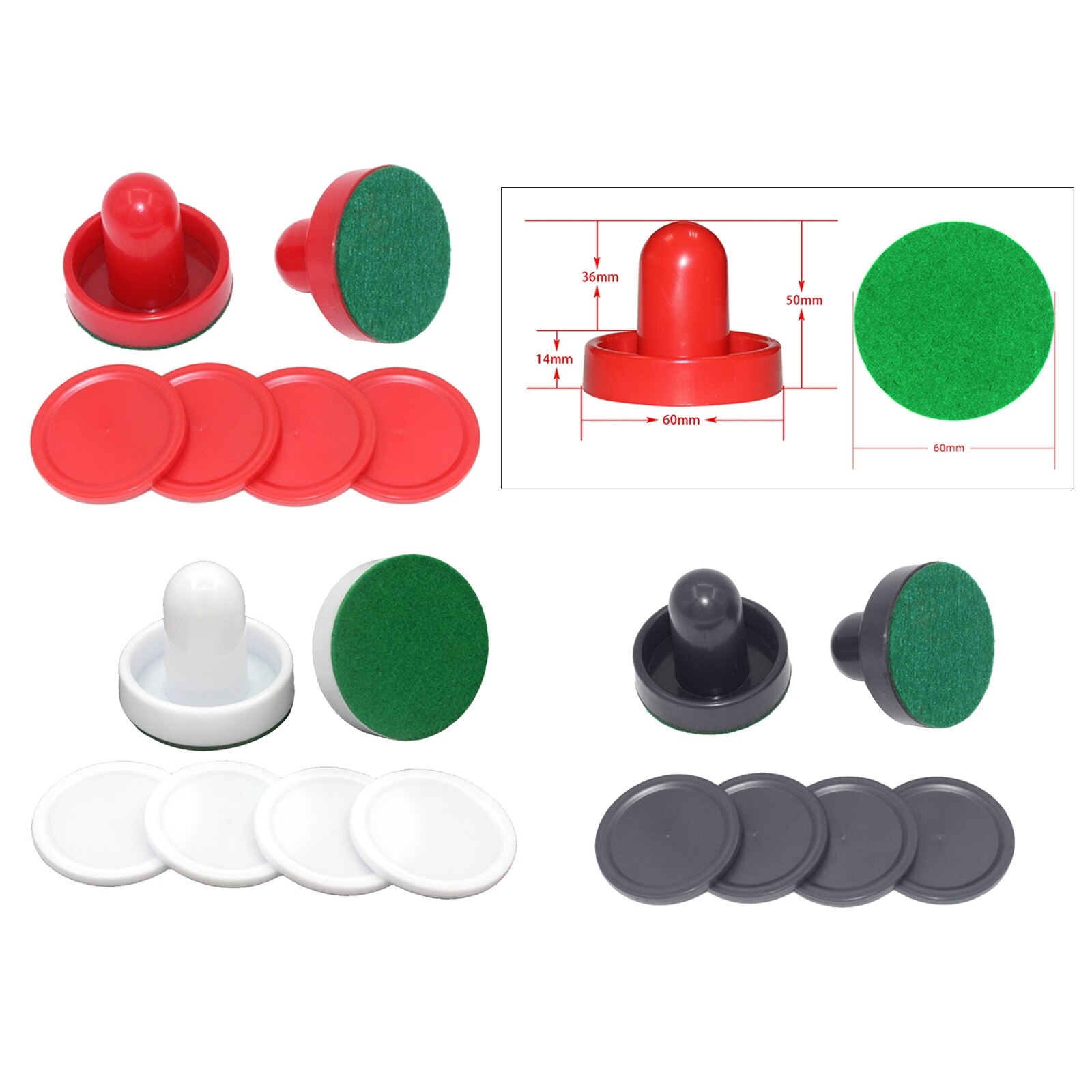 2 Stuks Plastic Air Hockey Pushers En 4 Stuks Pucks Vervanging Voor Game Tafels Zwart