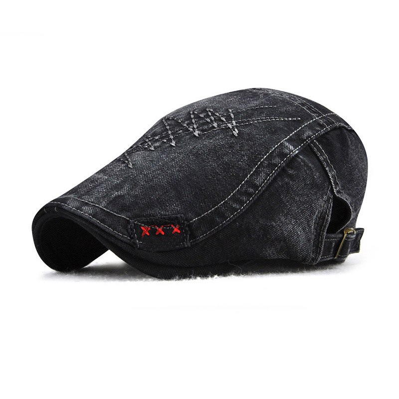 Men Classic Cotton Blend Peaked Cap Back Adjustable Newsboy Hat -MX8