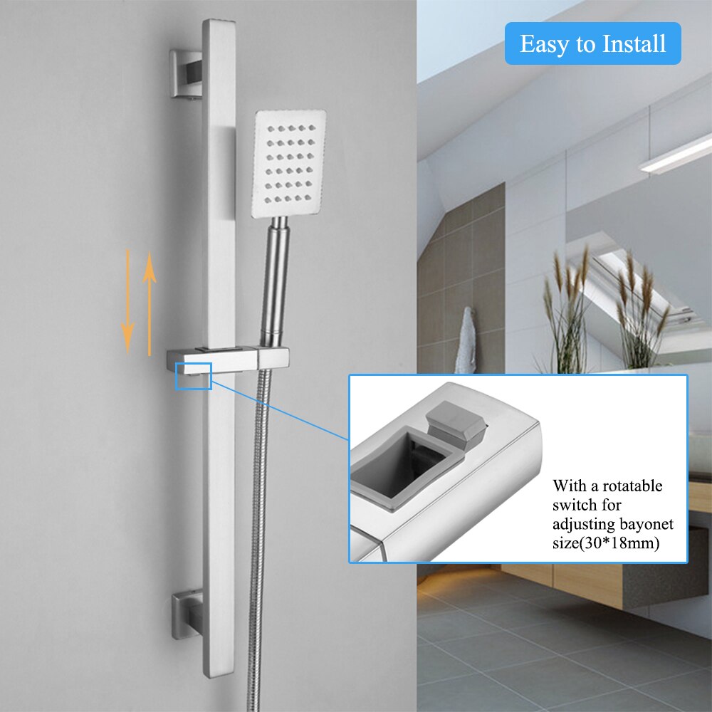 Replacement Hand Shower Bracket Square Adjustable Hand Shower Bracket Hand Sprayer Holder For Slide Bar Chrome Plated