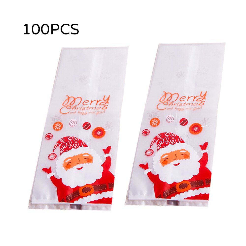 50/100 Pcs Kraft Paper Bag Envelope Biscuit Packaging Box White Christmas Toss Ball Santa Cookie Bag Flat Pocket Pastry Bag