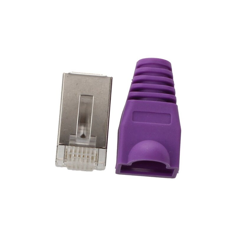 30 Pcs Metal Shielded 8P8C RJ45 Plug Network Connectors w Protective Sleeve