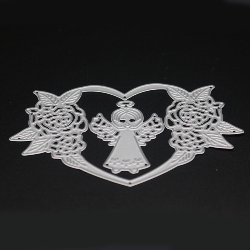 Matrice de découpe en métal | Cœur d'ange, cadre de feuille de fleur, pochoir pour bricolage Scrapbooking Album Photo, gaufrage décoratif, fabrication de cartes en papier