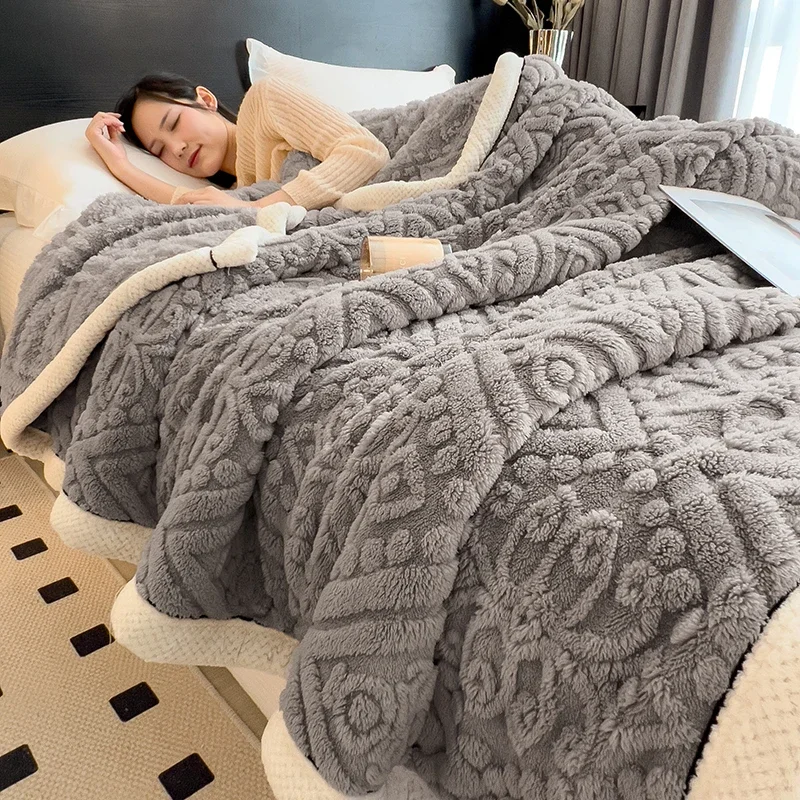 Europese stijl gesneden fluwelen warme deken voor bed Zachte pluizige bankhoes Dekens Super warmte Herfst Winter Gooi deken: 120x200cm / Roze