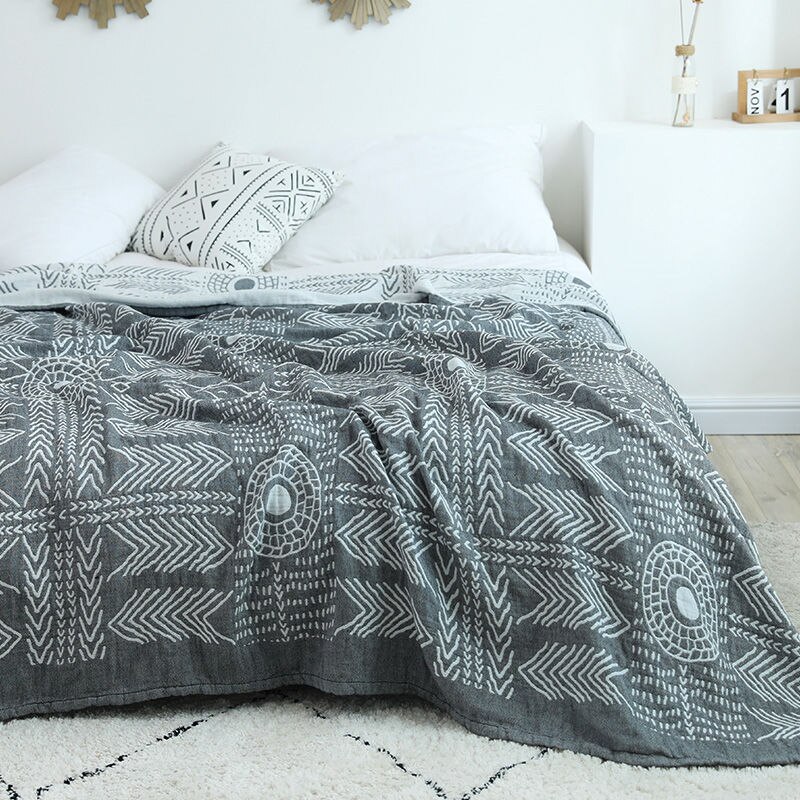 Totem Baumwolle Sommer Decke Decken Bettdecke für Doppel Bett 3 Schicht Blick Dünne Handtuch Tröster Bett Abdeckung Bettwäsche Erwachsene Bettdecke: A / 150X200CM