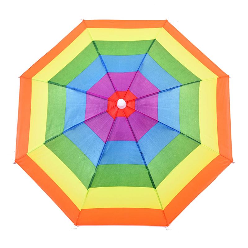 Chapeau Parapluie De Soleil Pliable – Arc-en-ciel Multicolore Avec Sangle De Tête, Pour Pêche Et Camping