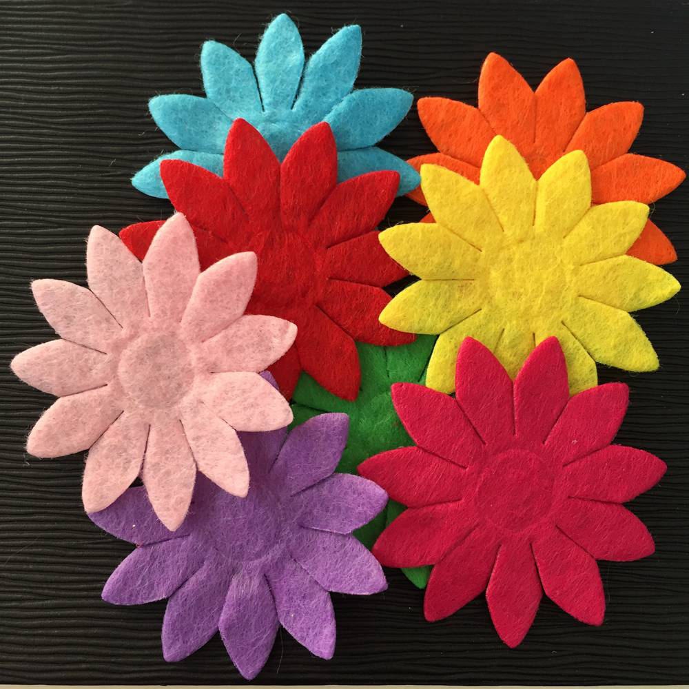 50 stk mix 40mm polstret filt forårsblomst applikationer håndværk bryllup gør diy håndværk forsyninger  a73a
