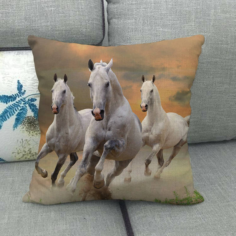 45cm * 45cm running horse linnen/katoen sierkussen covers couch kussenhoes home decor kussen