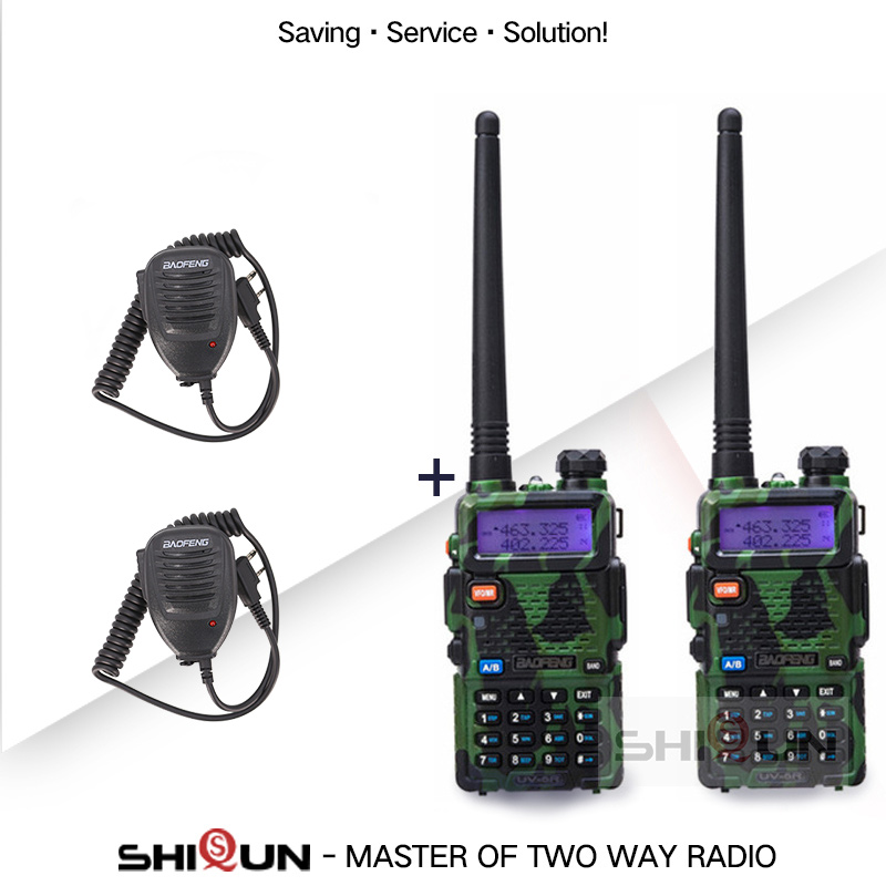Baofeng – walkie-talkie Radio Portable UV-5R, 1 pièce, 2 pièces, Pofung UV 5R 5W VHF/UHF, double bande, Radio CB bidirectionnelle UV5r UV-82 UV-9R: 2Camo-2 Mic