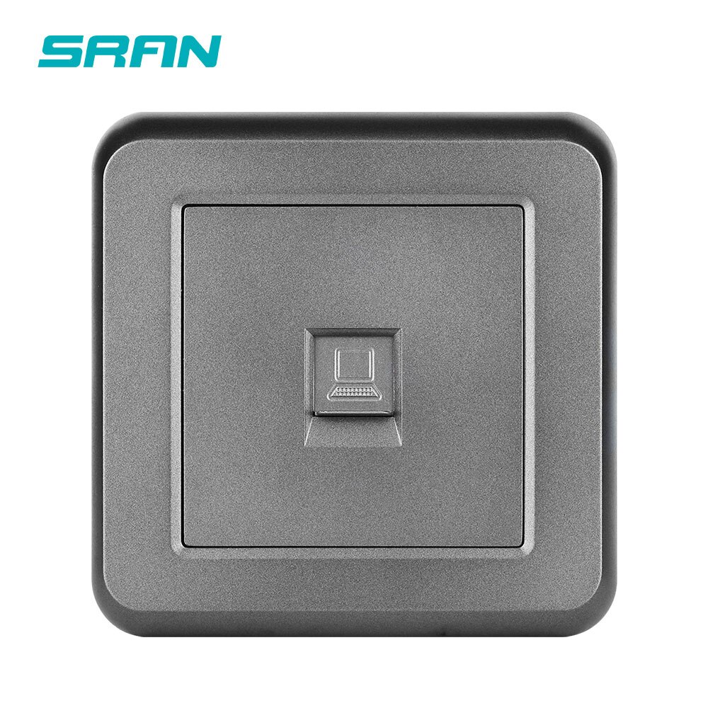 SRAN RJ45 socket,white flame retardant PC panel 82mm*82mm household internet interface socket