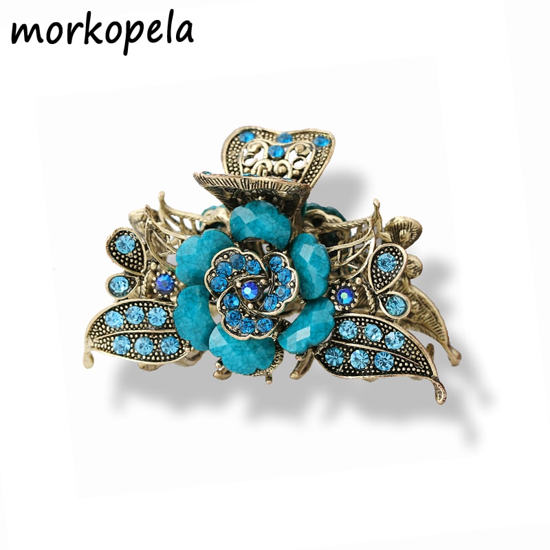 Morkopela Rose fleur griffe de cheveux Vintage en métal pince à cheveux accessoires femmes Banquet épingle à cheveux bijoux