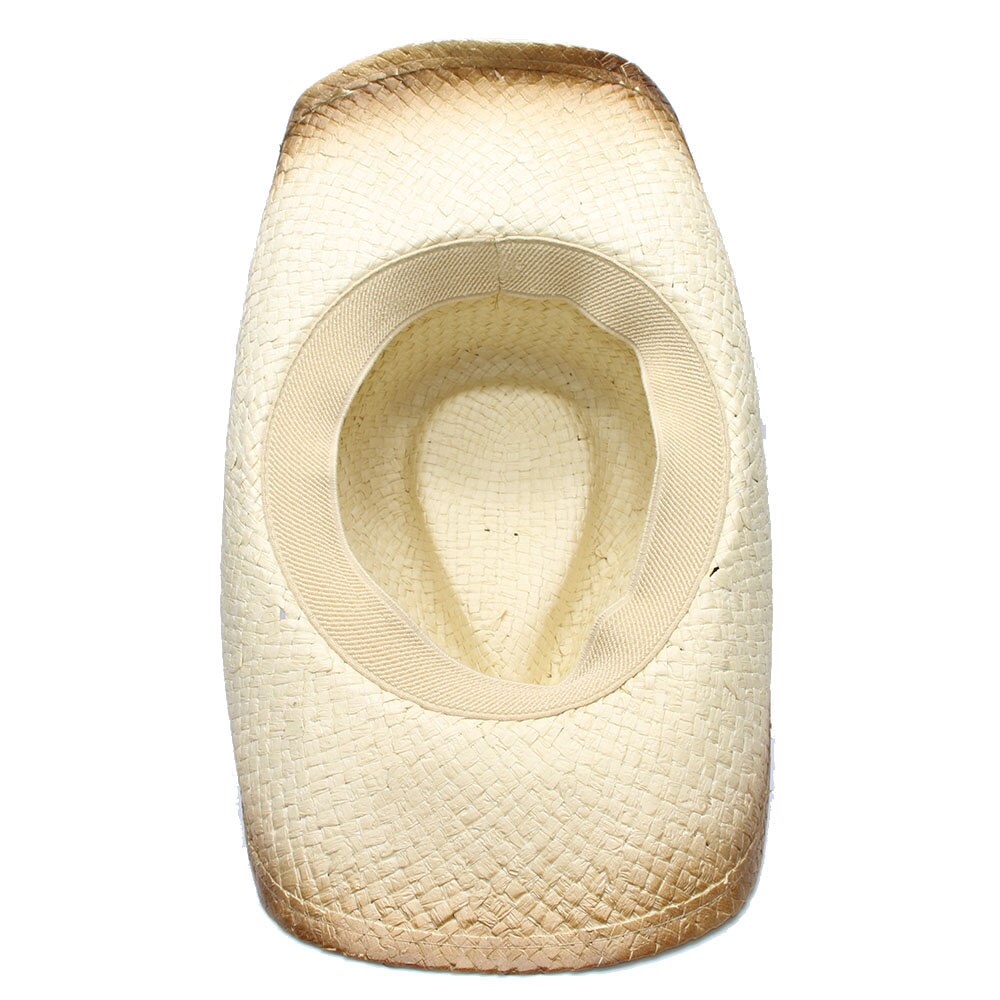 Kvinder mænd halm vestlige cowboy hat med punk blade band stjerne dame far sombrero hombre cowgirl jazz caps størrelse 58cm