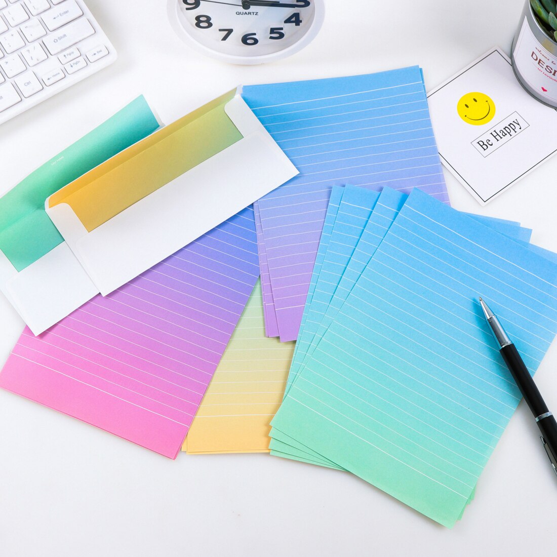 FangNymph Kawaii dégradé enveloppes mignon écriture papier ensemble de lettres pour enfants fournitures scolaires étudiant fournitures scolaires