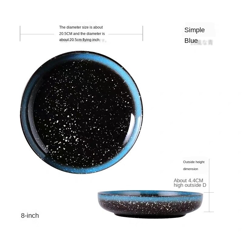 Japanese Style Ceramic Deep Dishes Household 8/10 Inch Salad Dish Dinner Plate Kitchen tableware Soup Bowl Serving Plates ZH655: color7