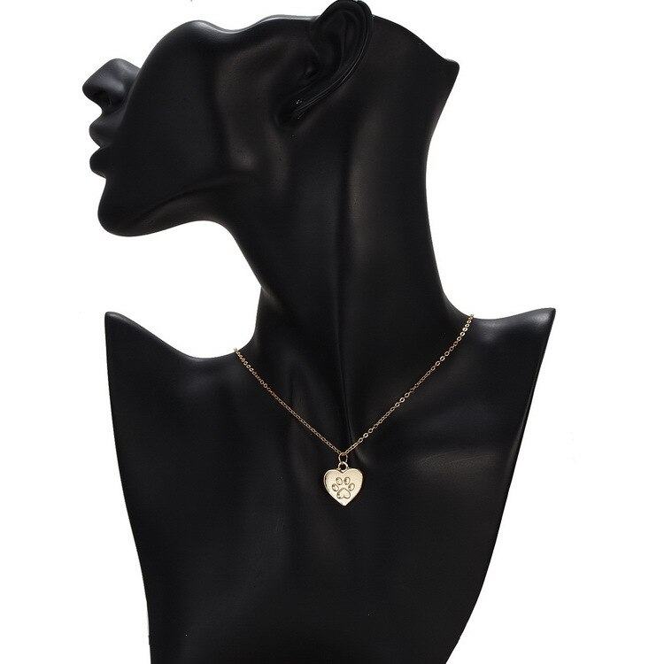 Authentieke Legering Cat Lover Papieren Kaart Animal Footprint Liefde Hart Ketting Voor Vrouwen Diy Sieraden