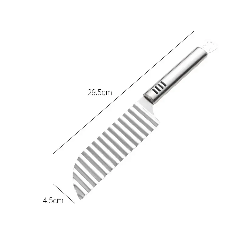 Stainless French Fry Maker Tools Steel Potato Chip Slicer Dough Vegetable Fruit Crinkle Wavy Slicer Knife Potato Cutter Chopper: Default Title
